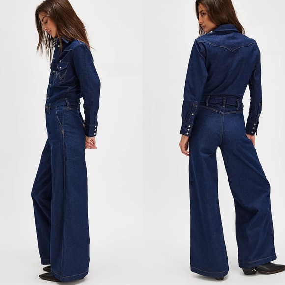 NWOT Wrangler Trouser Wide-leg Coverall FP Size: small - Picture 2 of 6